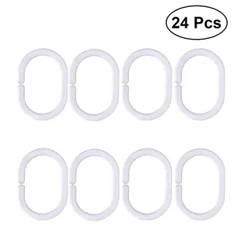 

24pcs Clear Plastic Shower Curtain Rings C Shape Hooks Shower Curtain Hook Hanger Plastic Ring Bath Drape Loop Clasp