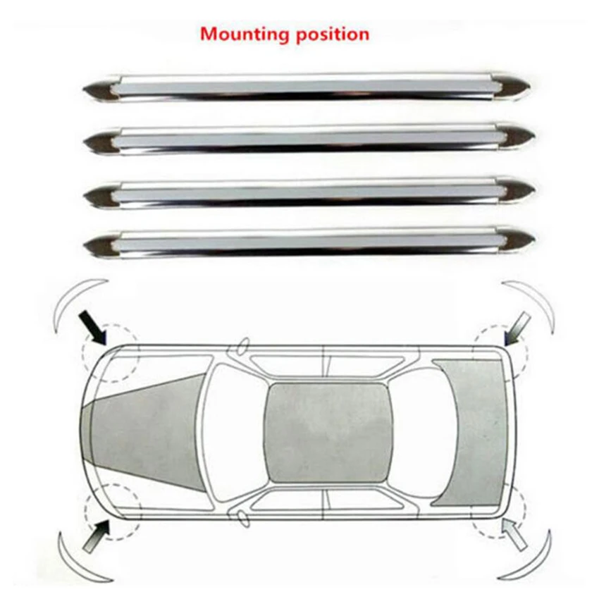 4x Silver Car Auto Truck Decoration Strip Chrome Bumper Corner Guard Protector