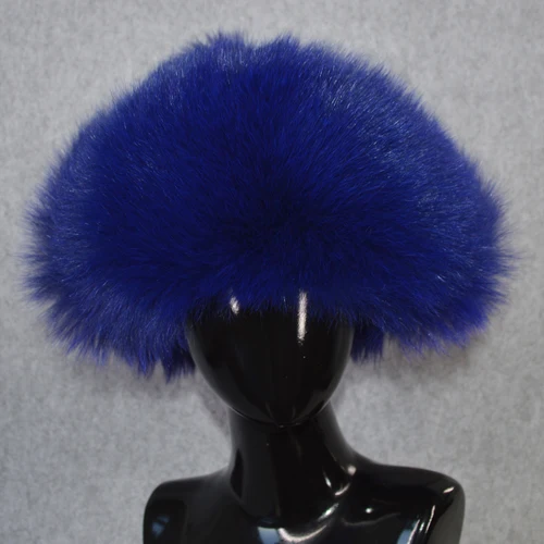 Классический дизайн, зимняя ветрозащитная шапка-бомбер из натурального Лисьего меха, женские натуральный мех лисы шапки, теплые шапки из натурального Лисьего меха для России - Цвет: blue