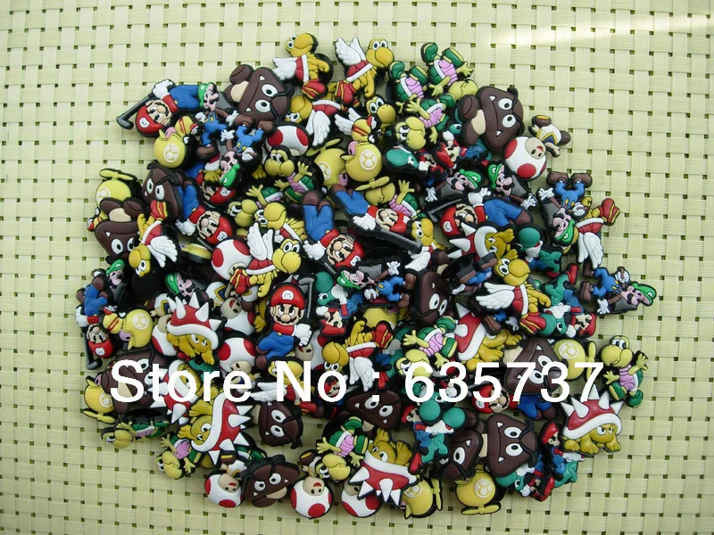 

108pcs/lot Super mario PVC shoe charms ,shoe decoration fit croc for children gift