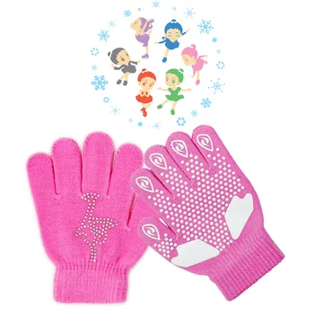 

Magic Figure Skating Wrist Gloves Training Warm Hand Protector Thermal Thicken Safety For Kids Adult Rhinestone Glue Non-slip