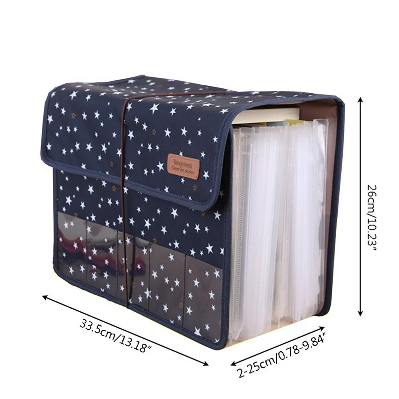 Cute Portable Expandable Accordion 12 Pockets A4 File Folder Oxford Expanding Document Briefcase