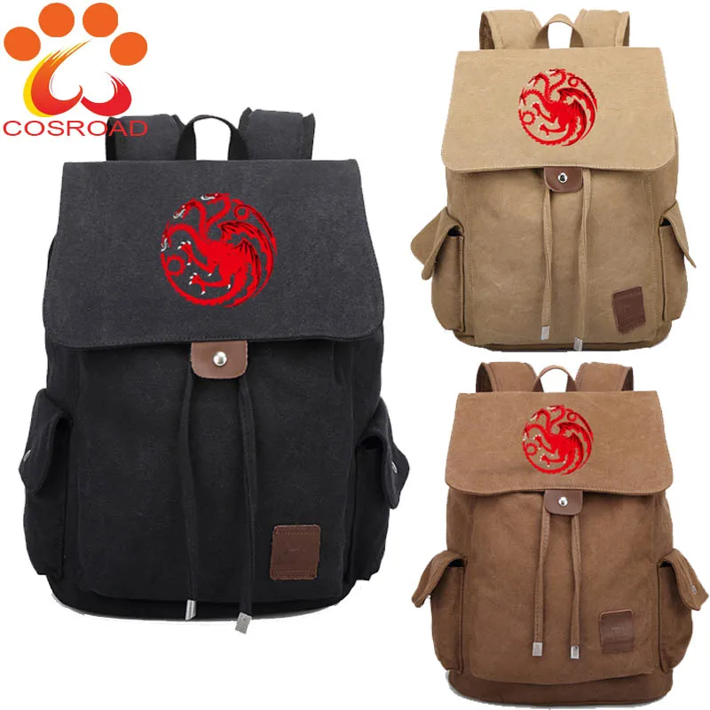 Cosroad Game of Thrones Backpack Student School Bags Daenerys Targary Cosplay Canvas Backpacks Costume Rucksack Travel Bag