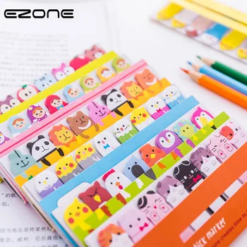 

EZONE Cute Cartoon Sticky Notes Kawaii Cat/Bird/Panda/Lion/Girls Animals Shape Memo Pad N Times Sticker Bookmark Office Supply