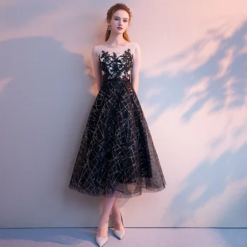 

Black Sequin Oriental Style Banquet Dresses Chinese Vintage Wedding Cheongsam Elegant Short Evening Party GownsSize XS - XXL