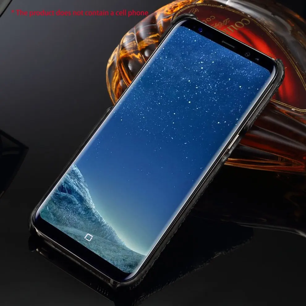 

Black Upper Leather Cellphone Back Cover Unique Alligator Pattern Phone Case Anti-collision Phone Cover For Samsung Galaxy S8