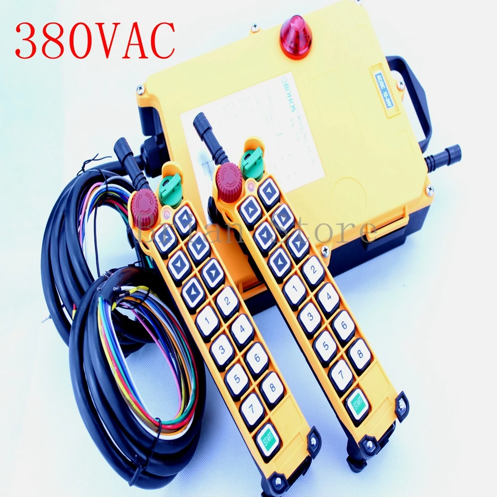 

380vac 14 channel 2 Speed 2 Transmitter Hoist Crane Truck Radio Remote Control System Controller With E-Stop