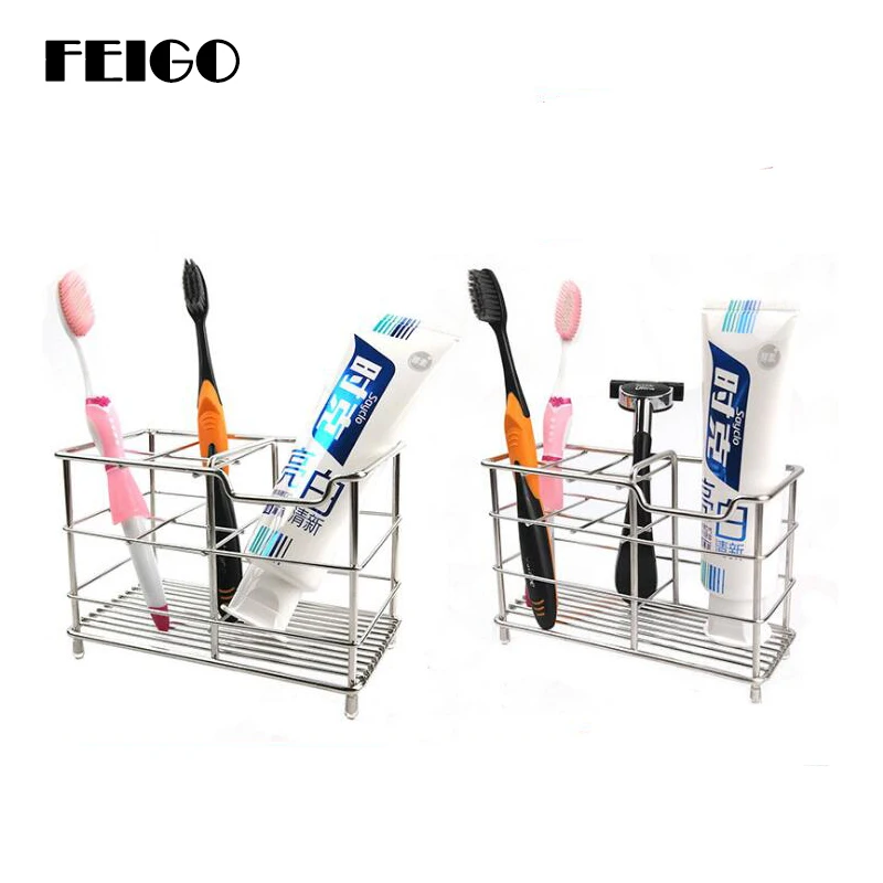 

FEIGO Multipurpose Stainle Steel Toothbrush Holder Toothpaste Holder Razor Holder Toiletries Storage Bathroom Storage Rack F700