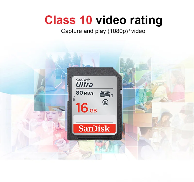 SanDisk Ultra карты памяти SDHC/SDXC SD карты Class10 16 GB 32 ГБ, 64 ГБ и 128 Гб карты C10 UHS-I 80 МБ/с. флэш-карты для Full HD Камера