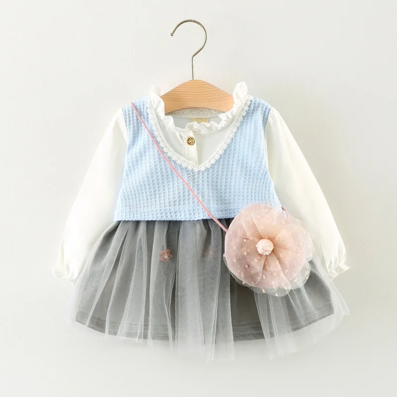 Autumn baby girls dress toddler patchwork infant Children girls long