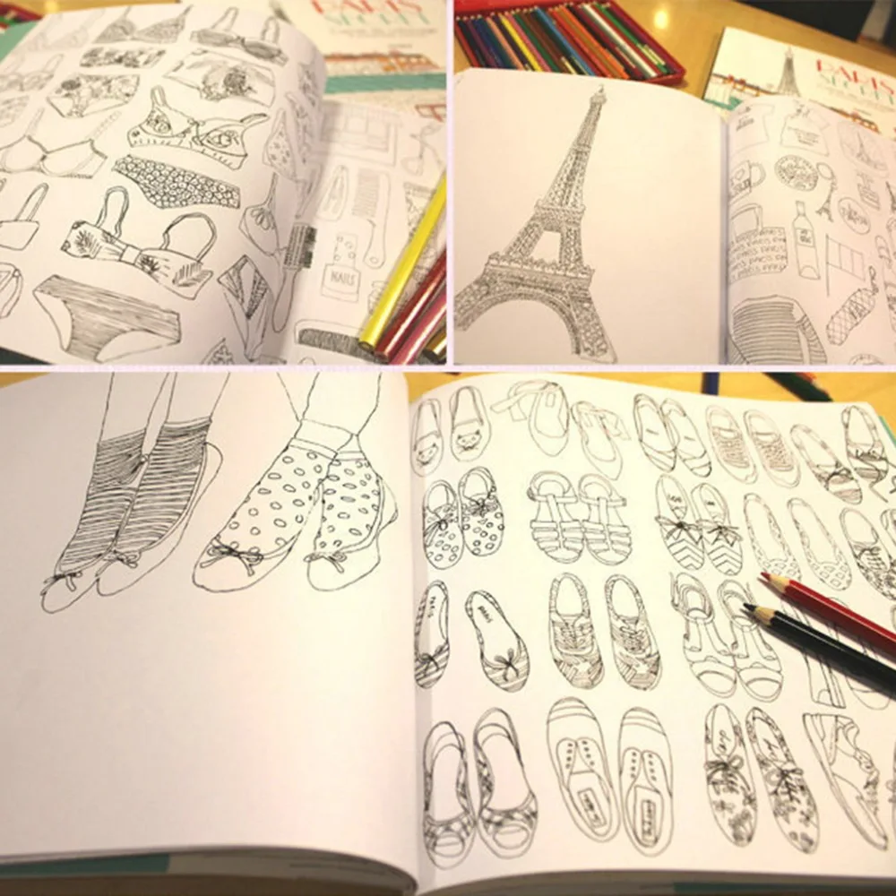 Paris Secrets Travel Unpacking Coloring Book Architecture Hand-painted Books Album Graffiti Painting Paris Secrets Travel Unpacking Coloring Book Architecture Hand-painted Books Album Graffiti Painting