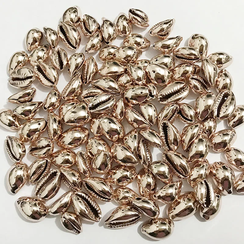 Натуральная раковина Puka Cowrie цвета розового золота с 1 отверстием незакрепленные