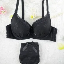Low Price! Vintage Women/ Girl Lovely Lace Underwear Suit Push Up Bra Sets Lingerie Solid Wholesale Lady