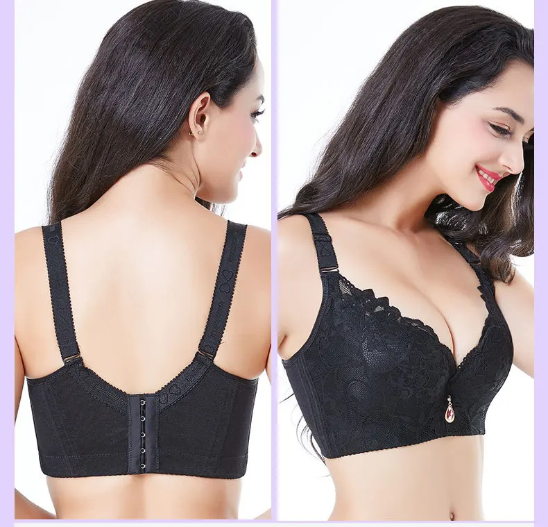 Queenral Push Up бюстгальтеры для Для женщин нижнее женское белье BH Bralette Большой размер 34-50 ABCDE чашки сексуальные кружева Флора бюстгальтер femlae бюстгальтеры бюстгалтерлифчик силиконовый бюстгалтербюстгальте