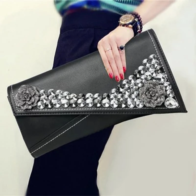 

Genuine Leather women clutch bag female 2018 fashion handbag diamond female purse soft leather evening bag envelope bag