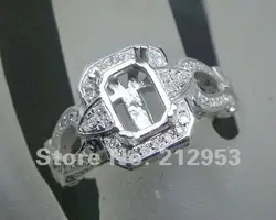Изумрудный Cut 6x8 мм 14kt белое золото кольцо Маунт Semi Настройки Для мужчин кольцо для Бизнес