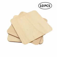 10 шт. 80 мм 3,14 дюймов Заготовки круглые угловые квадратные деревянные части Неокрашенная древесина листы для дерева DIY ремесло Резьба