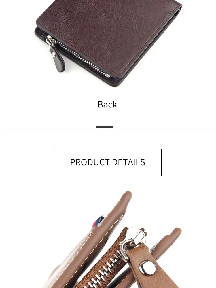 Мужской короткий кошелек ретро повседневный кросс-сумка для карт Многофункциональный кошелек сумка на молнии кожаный кошелек