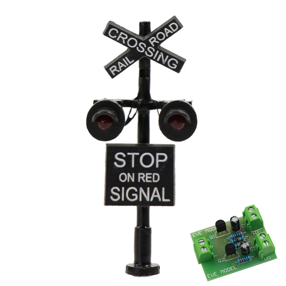 

JTD1507RP 1 set/6 sets N Scale 3cm Railroad Crossing Signals 1:150 Traffic Light 2 heads LED made + Circuit board flasher