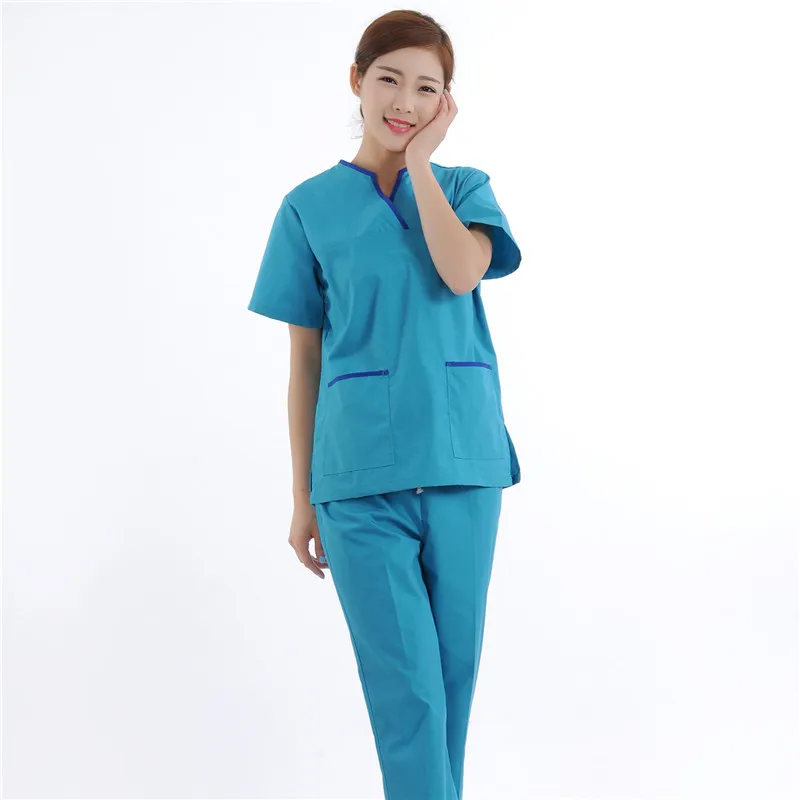 Для женщин костюм медика комплекты медсестры Больничная форма стоматологическая клиника Красота салон медицинская Униформа с короткими рукавами Спецодежда Slim Fit 2008