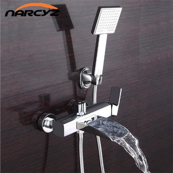 

New Bathtub Faucets Chrome Brass Shower Set Bathtub Mixer Tap Single Handle Dual Contral Shower Wall Mounted For Bathroom XT355