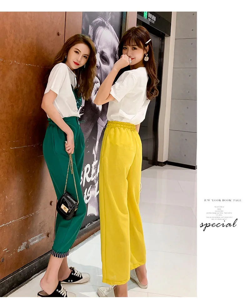 Новые летние bestie наряд веб-знаменитости 2 шт. и сердцами из пайеток футболки с