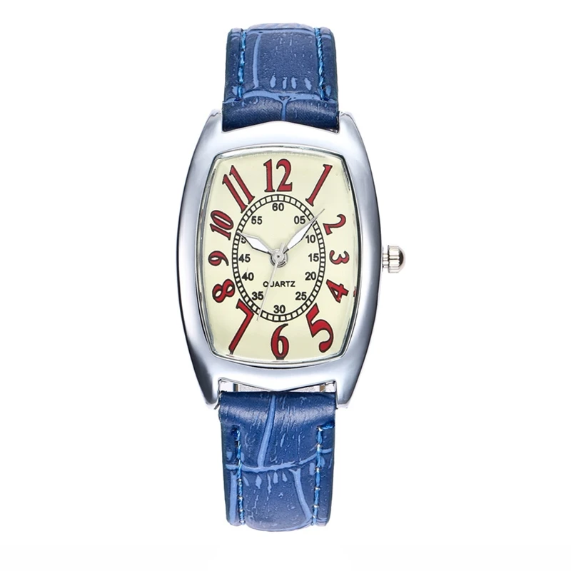 Санда классический Вино Баррель Форма кварцевые часы Для женщин кожаный ремень часы женская одежда цифровые весы Часы Relogio Feminino
