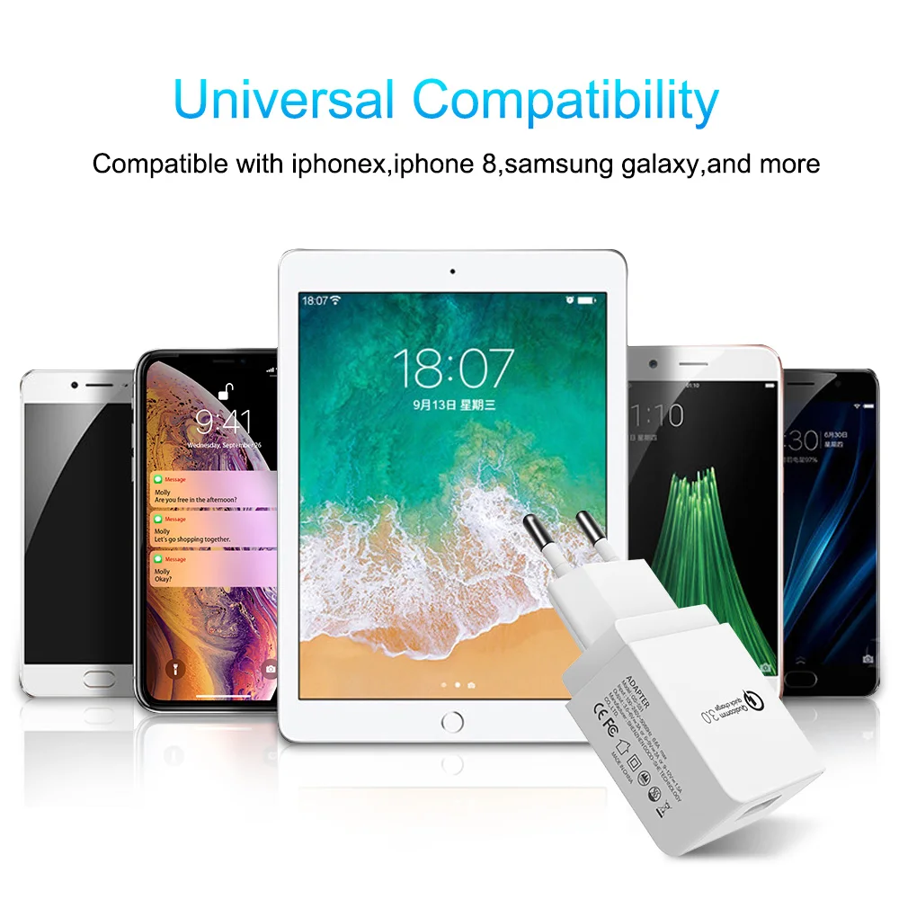 USB быстрое зарядное устройство PORTEFEUILLE 18 Вт для Iphone X XR XS MAX 7 8 Plus Samsung S10 S8 S9 Xiaomi Mi9
