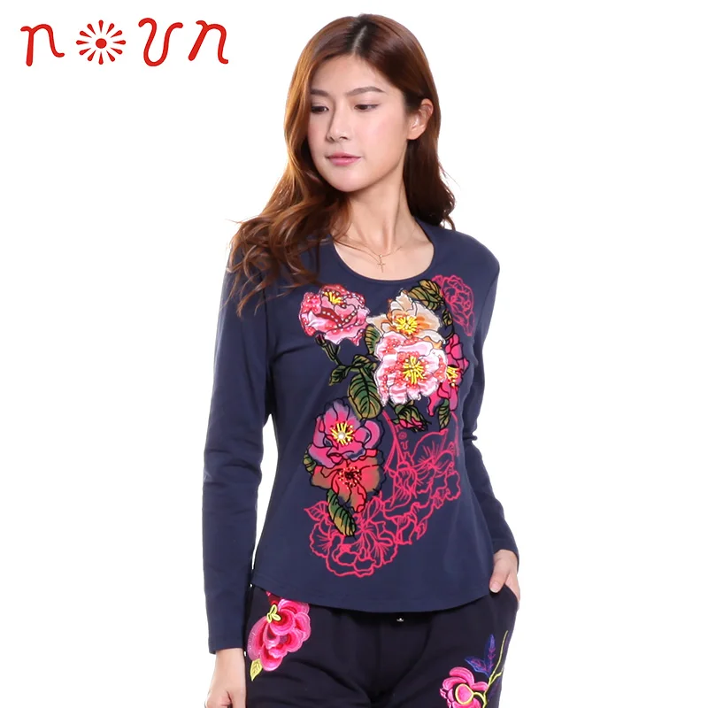 

Kashitu lady print t shirt women 2019 new arrival o-neck long sleeve cotton slim tops XL 2XL