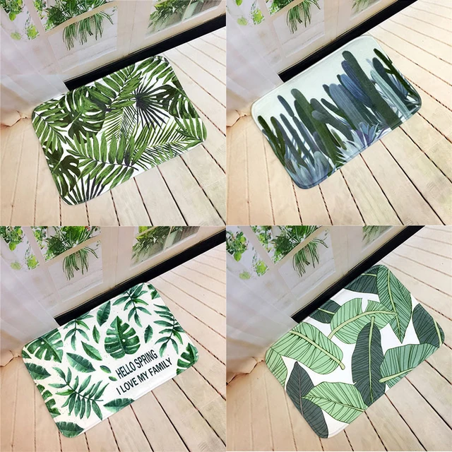 FUNIQUE Front Door Mats Tropical Plant Cactus Printed Anti-Slip Mat Living Room Bedroom Bathroom Kitchen Floor Mat Outdoor Rugs