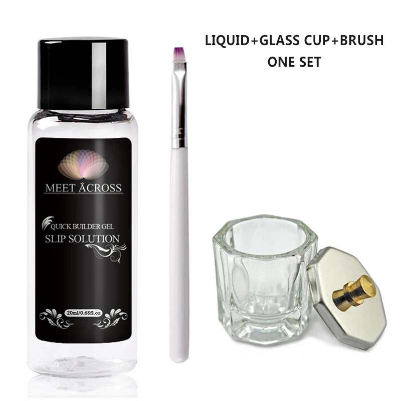 

MEET ACROSS 20ML UV Soak Off Nail Slip Solution Set Acrylic Builder Gel Extended Nail Art Manicure Accessory