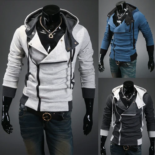 

Men's Zipper Active Coat Long Full Sleeves Jacket Warm Outerwear Winter Autumn Sweatshirts Hoodie
