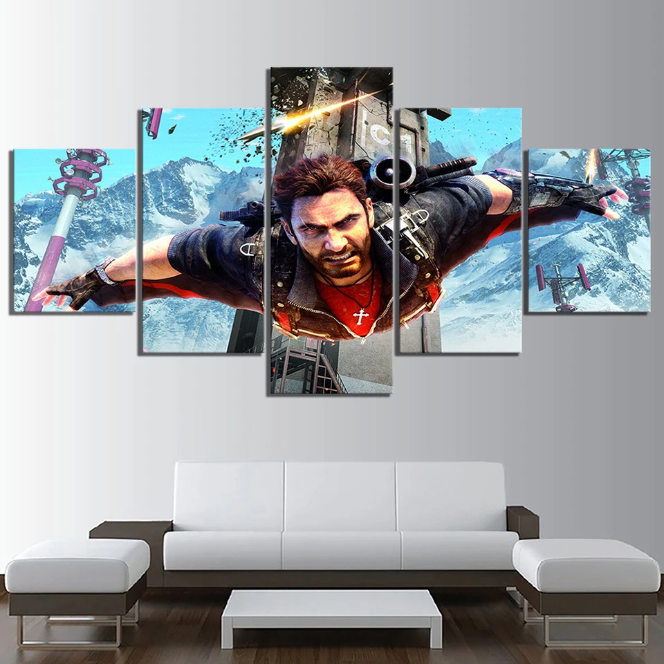 Home-Decoration-Canvas-Painting-Pictures-5-Pieces-Wall-Art-Just-Cause-3-Prints-Game-Modular-Modern