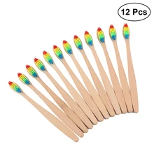 12 шт. зубная щетка из натурального бамбука Органическая деревянная зубная щетка es нейлон Переливающаяся щетина устойчивый материал натуральная альтернатива