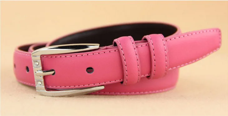 

Candy color women belts crystals pin buckle thick pink belt cow leather ladies waist belt women fashion designer belts