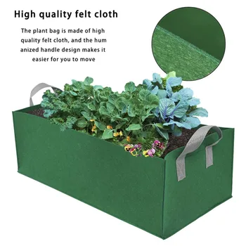 

2 Sizes Square Garden Growing Bags Vegetables Planter Bag Container with Handle 90x30x20cm 120x60x40cm