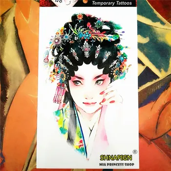 

SHNAPIGN Chinese Beauty Temporary Tattoo Body Art, 12*20cm Flash Tattoo Stickers,Waterproof Fake Tatoo Henna Tatto Wall Sticker