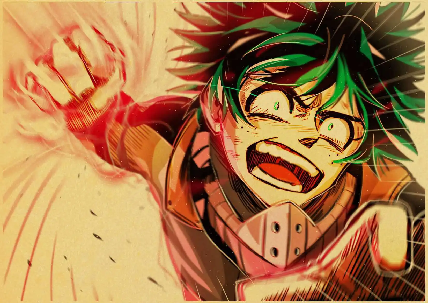 My Hero плакат Academia коричневая печать на крафтовой бумаге настенная живопись Винтажный стиль аниме Ретро плакат Наклейка на стену