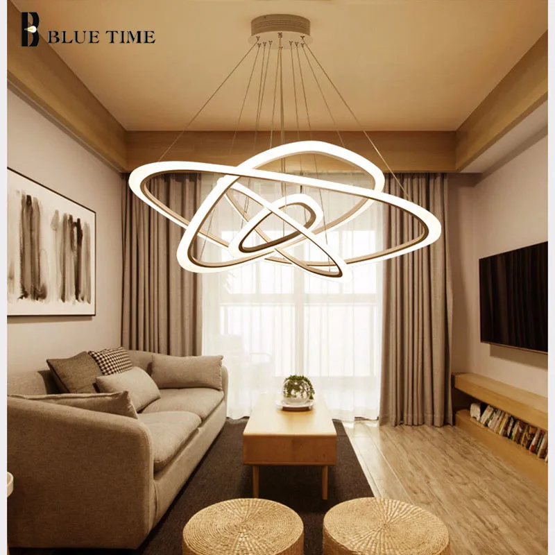 

BLUE TIME New Modern pendant lights for living room dining room 4/3/2/1 Circle Rings acrylic LED Lighting ceiling Lamp fixtures