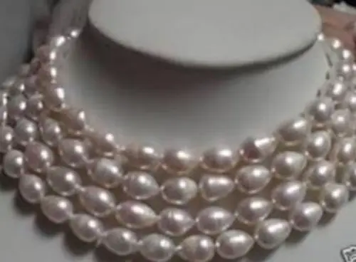 

Lengthen 8-9mm White Rice Cultured Akoya Pearl Necklace 48''^^^@^Noble style Natural Fine jewe FREE SHIPPING