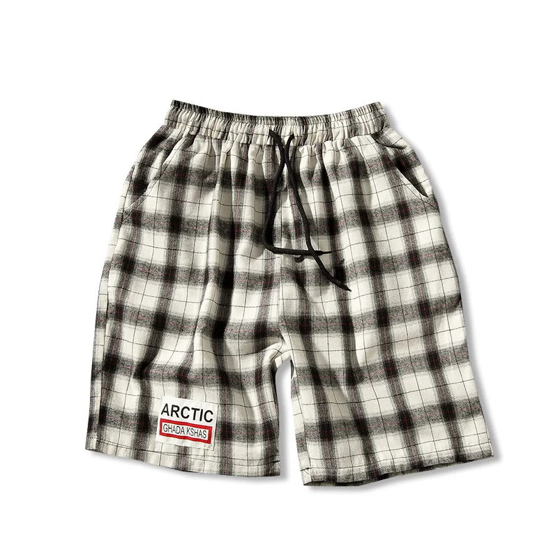 Горячий стиль Новая модель Лето Мужская Корейская издание решетки Шорты чистого хлопка Повседневный для шутника легкий Ретро Пятиместный Шорты S-5XL