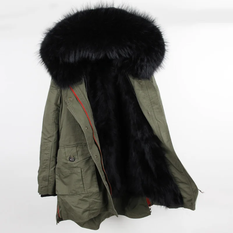 

MaoMaoKong 2019 new parka fur coat winter jacket women parkas big real raccoon fur collar natural raccoon fur inside thick warm
