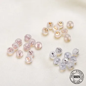 

New Real 925 Sterling Silver/Silicone Stud Earring Back Stoppers Jewelry Findings And Components for Women Earrings Tension