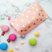 100pcs Party Favor Bag Blush Pink Foil Gold Heat Candy Paper Bags Snack Sweet Packing for Baby Shower 1st Birthday Treat Bag