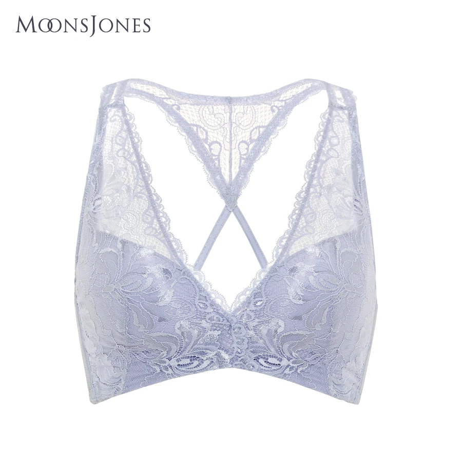 moonsjones Plus size 40c thin cotton cup minimizer bra lace bralette x