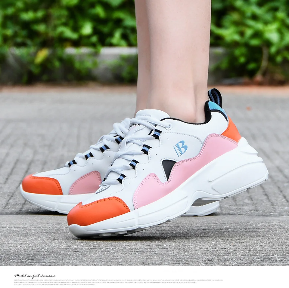 BONA New Fashion Style Platform Sneakers Ladies Brand Chunky Causal Shoes Woman Leather Leisure Shoes Chaussure Femme Comfy