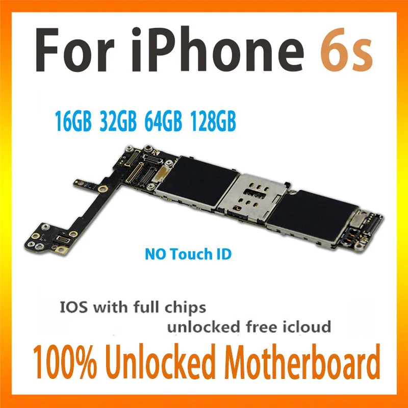 

Original For iPhone 6s motherboard without touch ID 16gb/32gb/64gb/128gb unlocked for iPhone 6s card/fee official ios full chips