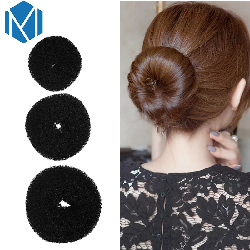 

M MISM Big Fashion Women Round Sponge Hair Holder Bun Ring Dount Hair Styler Maker Girls Hair Curler Elastic Hair Making Tools