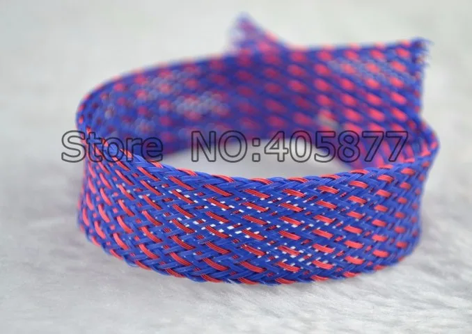 16MM Nylon Mesh Purple+Red Screen Braided Sleeving For DIY HIFI audio video cable wire