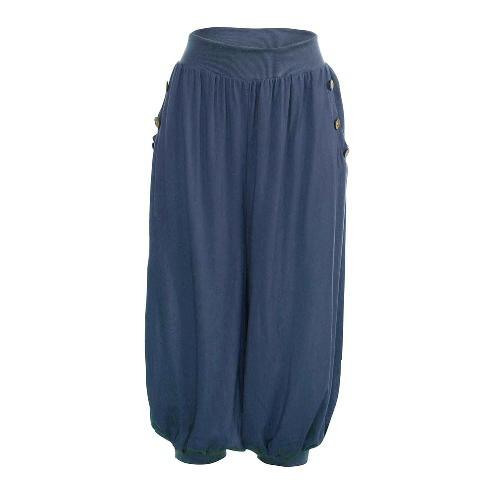 

JAYCOSIN Elastic Waist Boho Women Check Pants Baggy Wide Daily Leg Summer Casual Capris BU/L Fits Ture To Size High Waist